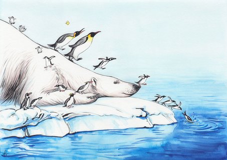 pinguins and polar bear 